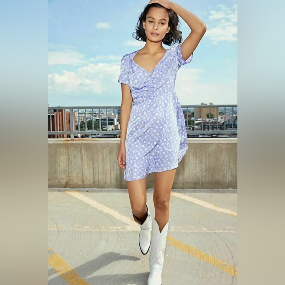 Free People Bond Street Mini Dress in Floral Lilac